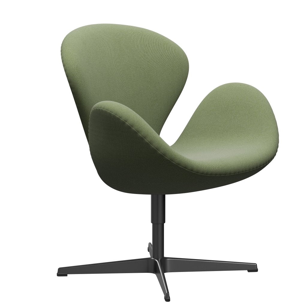 Fritz Hansen Swan Lounge stol, sort lakeret/rime grøn/hvid