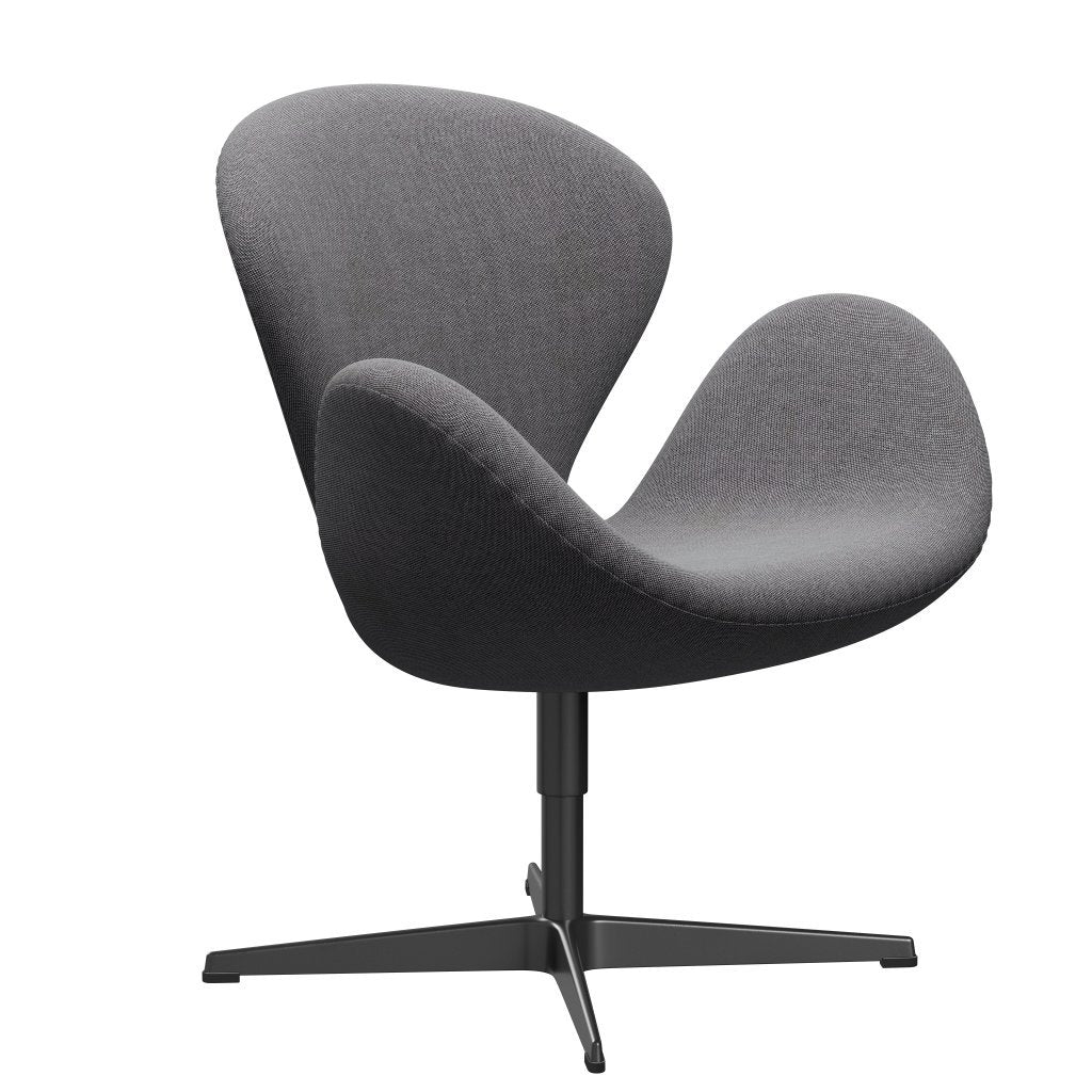 Fritz Hansen Swan Lounge Chair, Black Lacquered/Rime Salt & Pepper