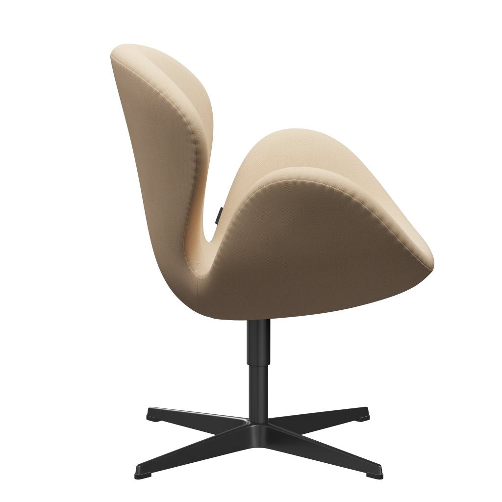 Fritz Hansen Swan Lounge Chair, Black Lacquered/Rime Wool White