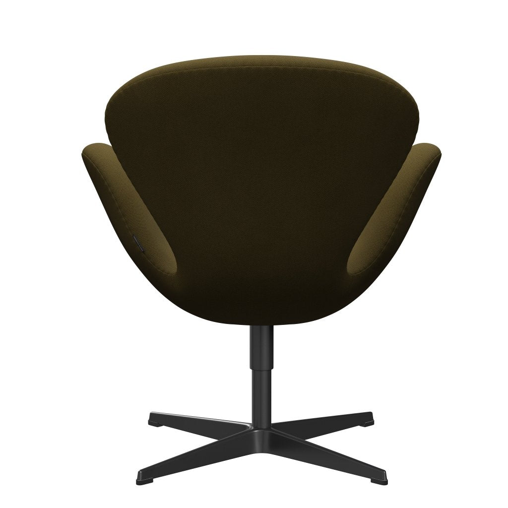 Fritz Hansen Swan Lounge Chair, Black Lacquered/Steelcut Army Green
