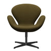 Fritz Hansen Swan Lounge stol, sort lakeret/stålcut hær grøn