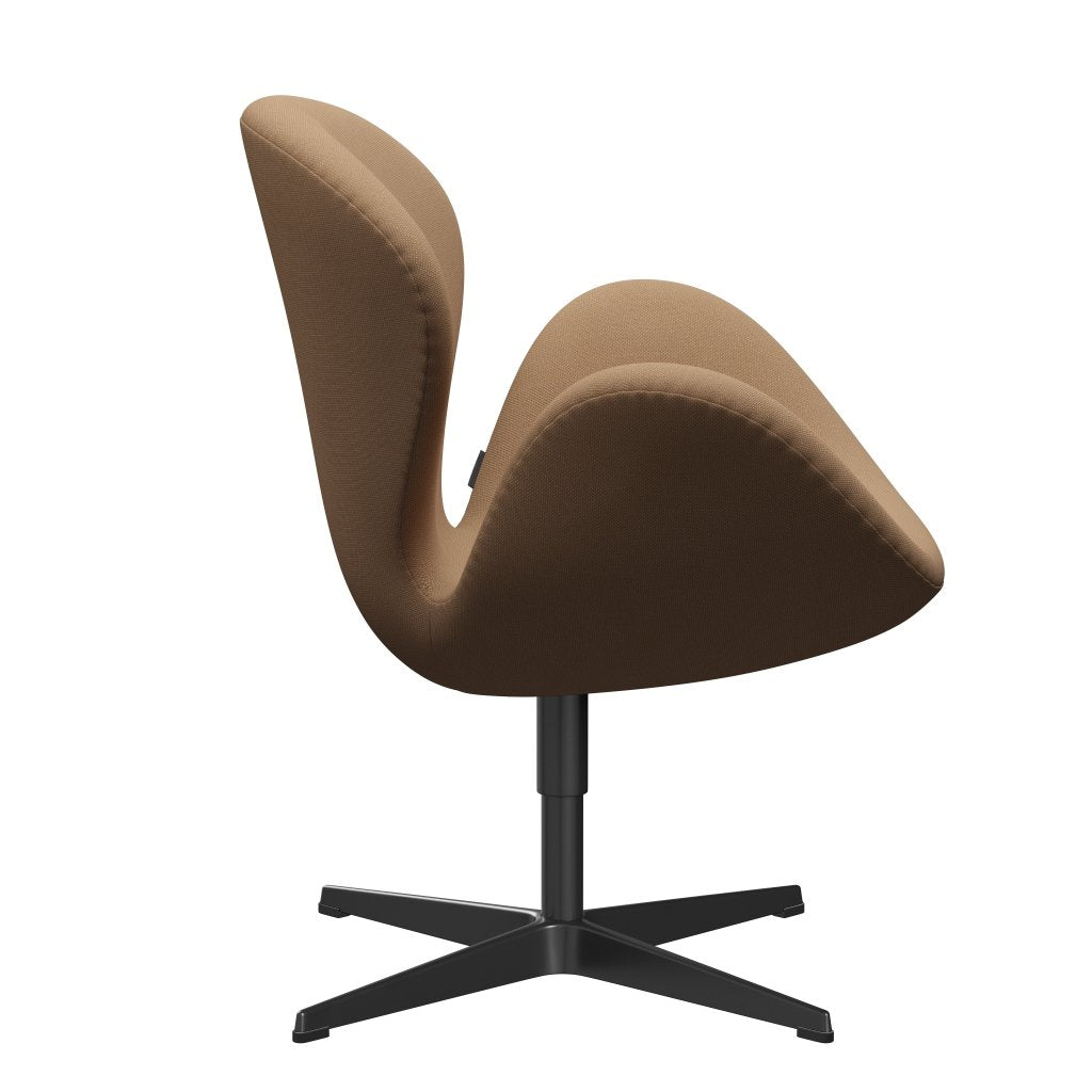 Fritz Hansen Swan Lounge Chair, Black Lacquered/Steelcut Sand Dark/Beige