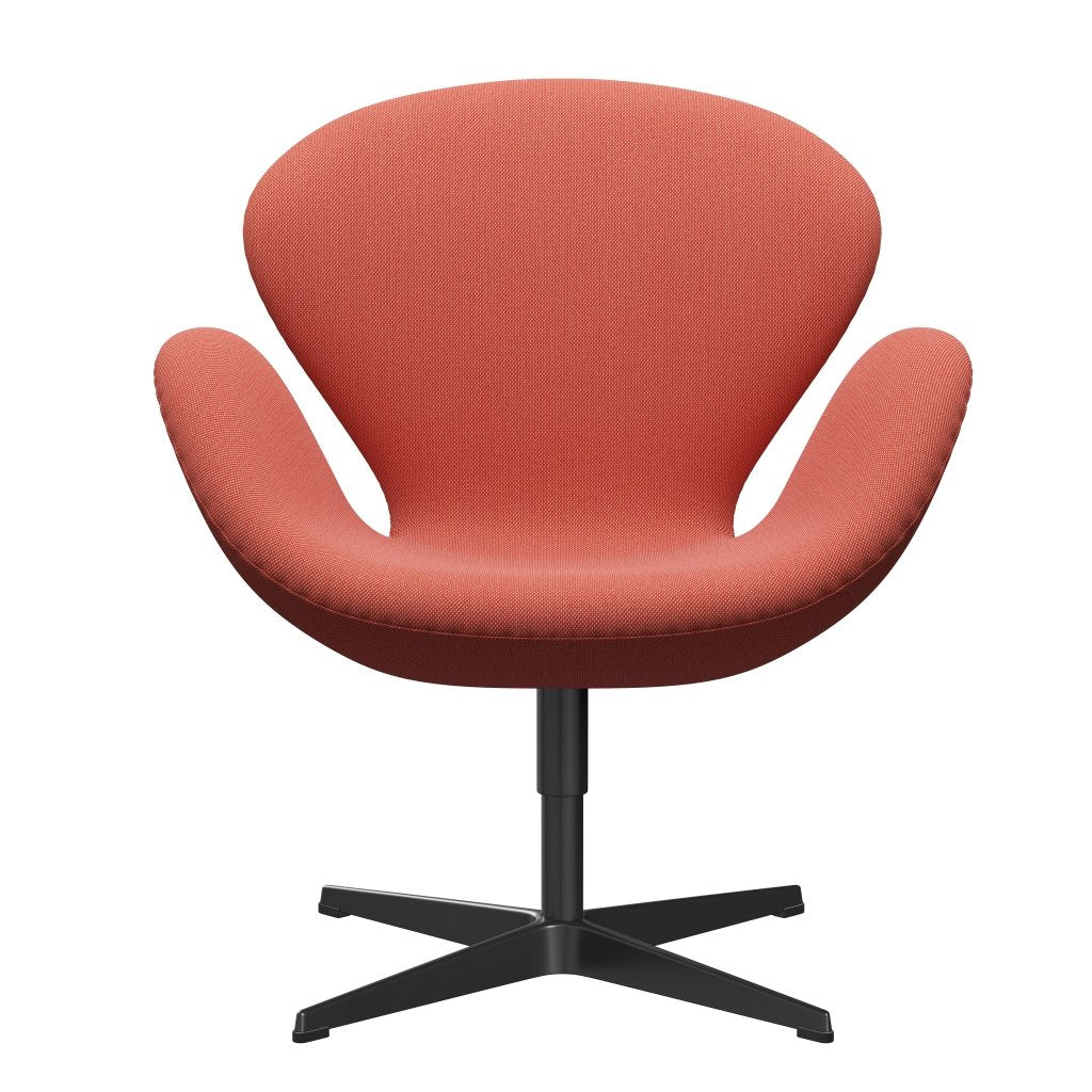 Fritz Hansen Swan Lounge Chair, Black Lacquered/Steelcut Trio Pink/Orange