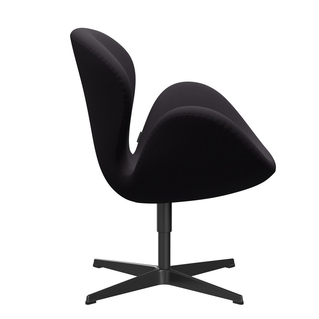 Fritz Hansen Swan Lounge Chair, Black Lacquered/Steelcut Violet Dark