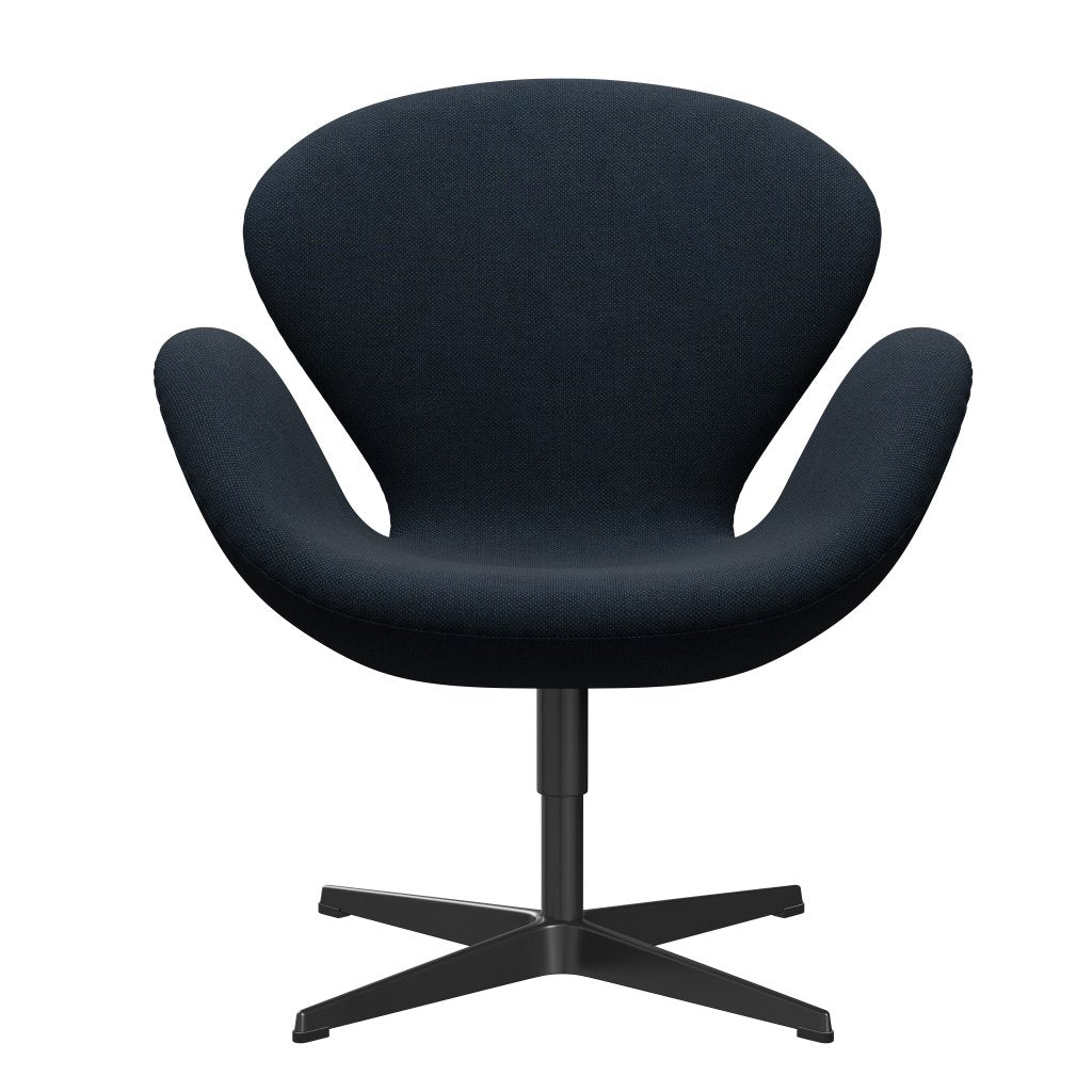 Fritz Hansen Swan Lounge Chair, Black Lacquered/Sunniva Dark Blue