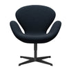 Fritz Hansen Swan Lounge stol, sort lakeret/sunniva mørkeblå