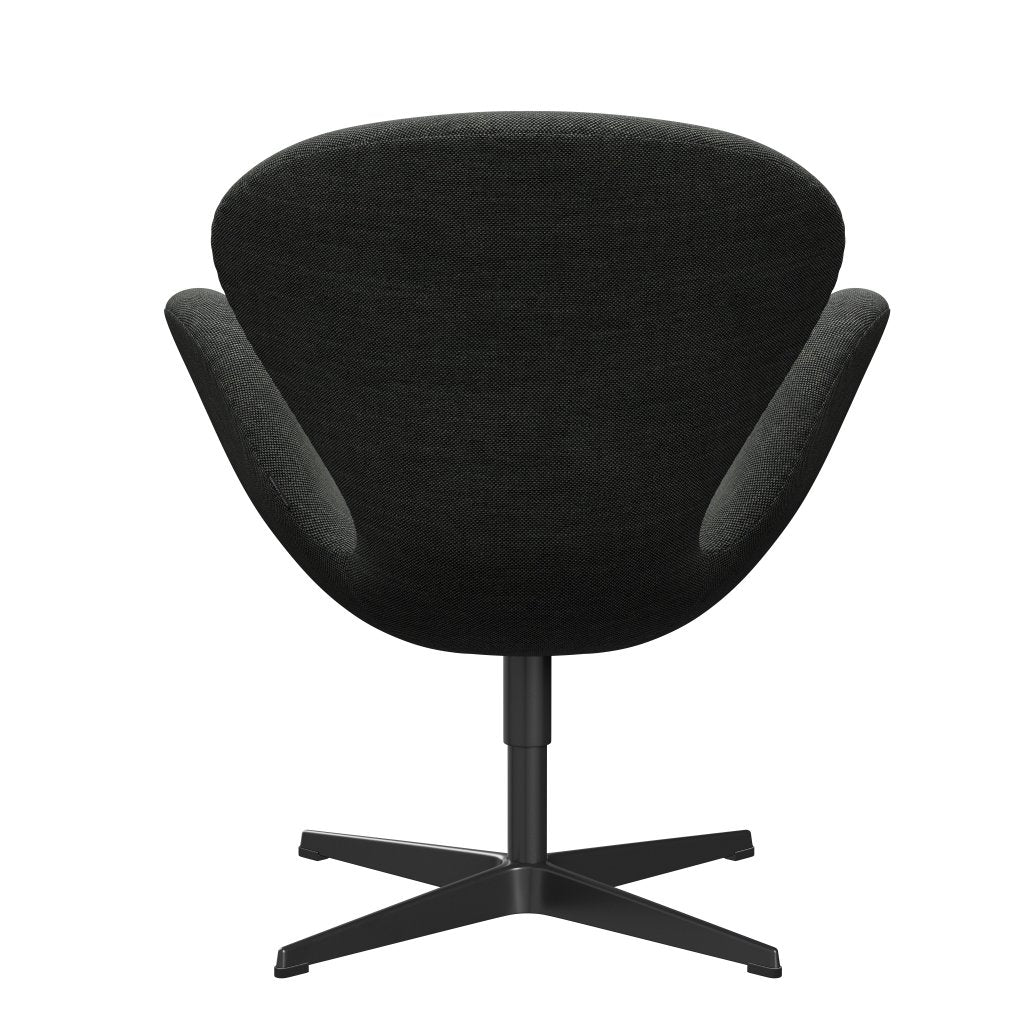 Fritz Hansen Swan Lounge Chair, Black Lacquered/Sunniva Light Grey/Dark Grey