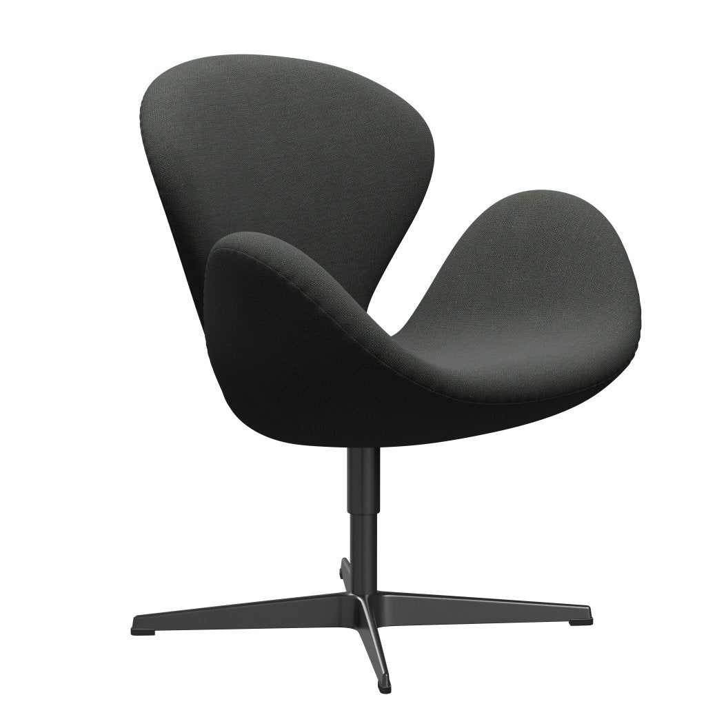 Fritz Hansen Swan Lounge Chair, Black Lacquered/Sunniva Navy/Olive