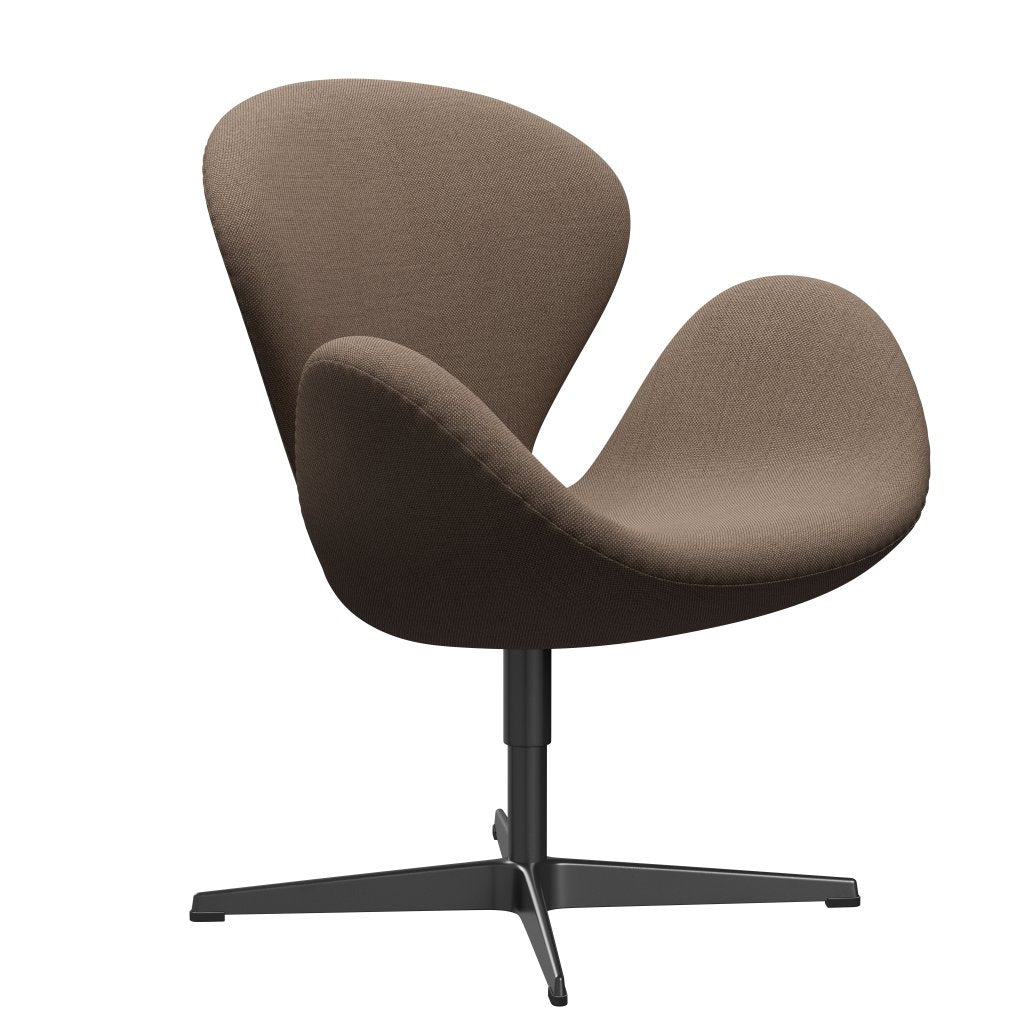 Fritz Hansen Swan Lounge Chair, Black Lacquered/Sunniva Chocolate/Tan