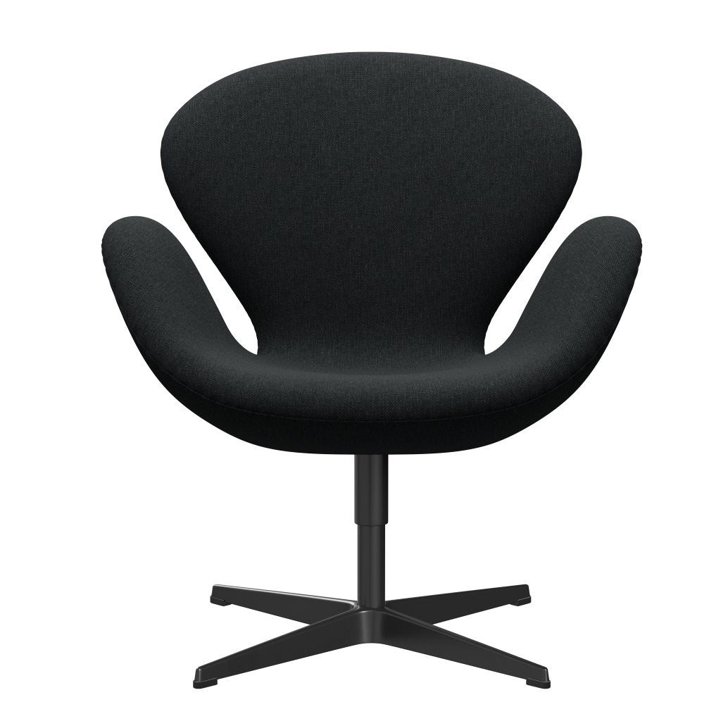 Fritz Hansen Swan Lounge Chair, Black Lacquered/Sunniva Black/Dark Grey