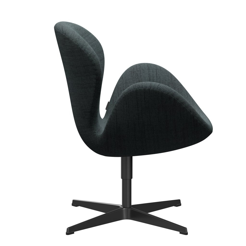 Fritz Hansen Swan Lounge stol, sort lakeret/sunniva sort/lyseblå