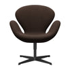 Fritz Hansen Swan Lounge Chair, Black Lacquered/Sunniva Black/Chestnut