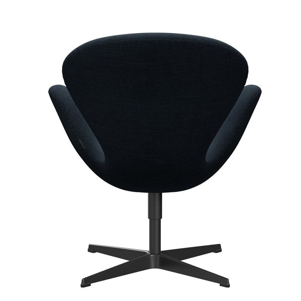 Fritz Hansen Swan Lounge Chair, Black Lacquered/Sunniva Black/Navy