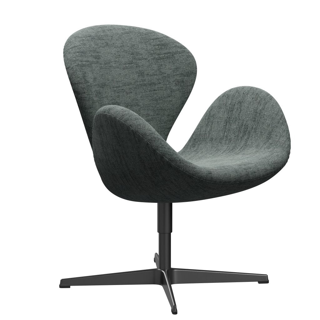 Fritz Hansen Swan Lounge Chair, Black Lacquered/Sunniva Black/White