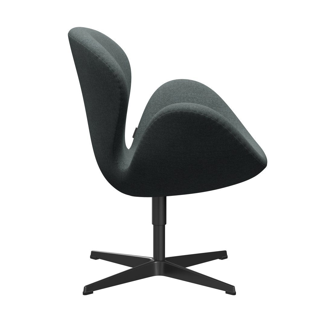 Fritz Hansen Swan Lounge Chair, Black Lacquered/Sunniva Steel Grey