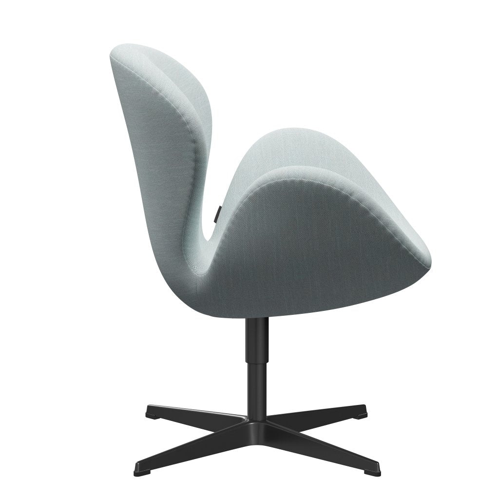 Fritz Hansen Swan Lounge Chair, Black Lacquered/Sunniva White/Light Blue