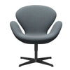 Fritz Hansen Swan Lounge Chair, Black Lacquered/Sunniva Soft Blue