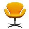 Fritz Hansen Swan Lounge Chair, Black Lacquered/Tonus Yellow Orange