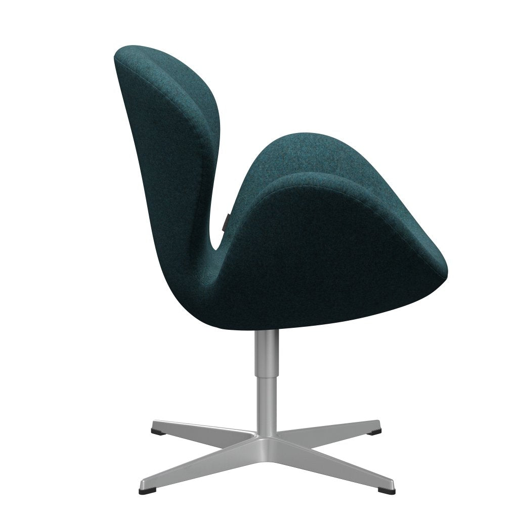 Fritz Hansen Swan Lounge Chair, Silver Grey/Divina Md Turquoise Dark