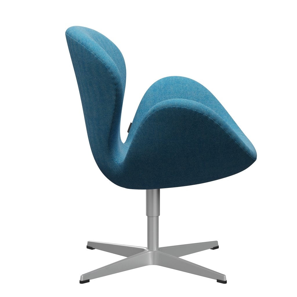 Fritz Hansen Swan Lounge Chair, Silver Grey/Hallingdal White/Turquoise