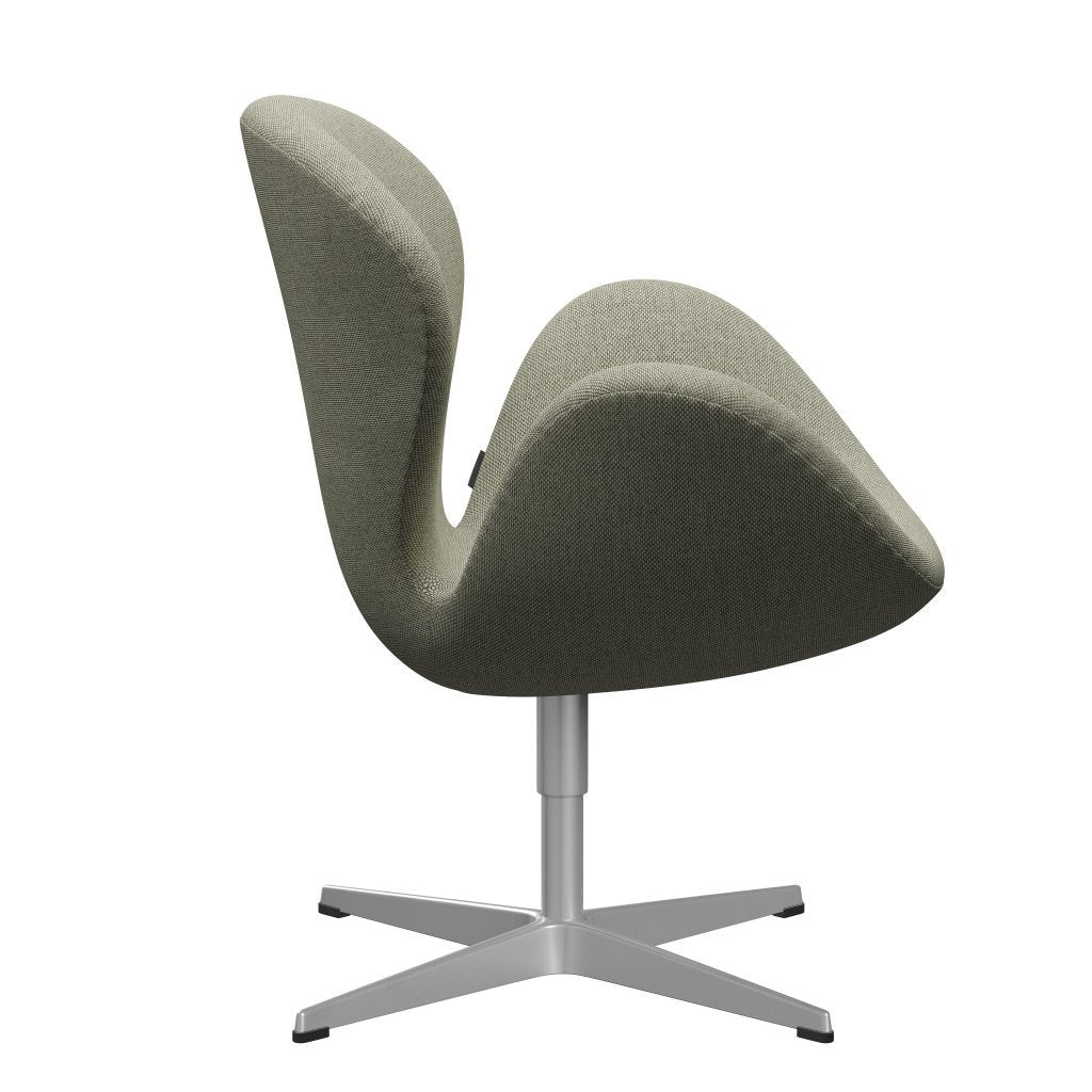 Fritz Hansen Swan Lounge stol, sølvgrå/re uld lime grøn/naturlig