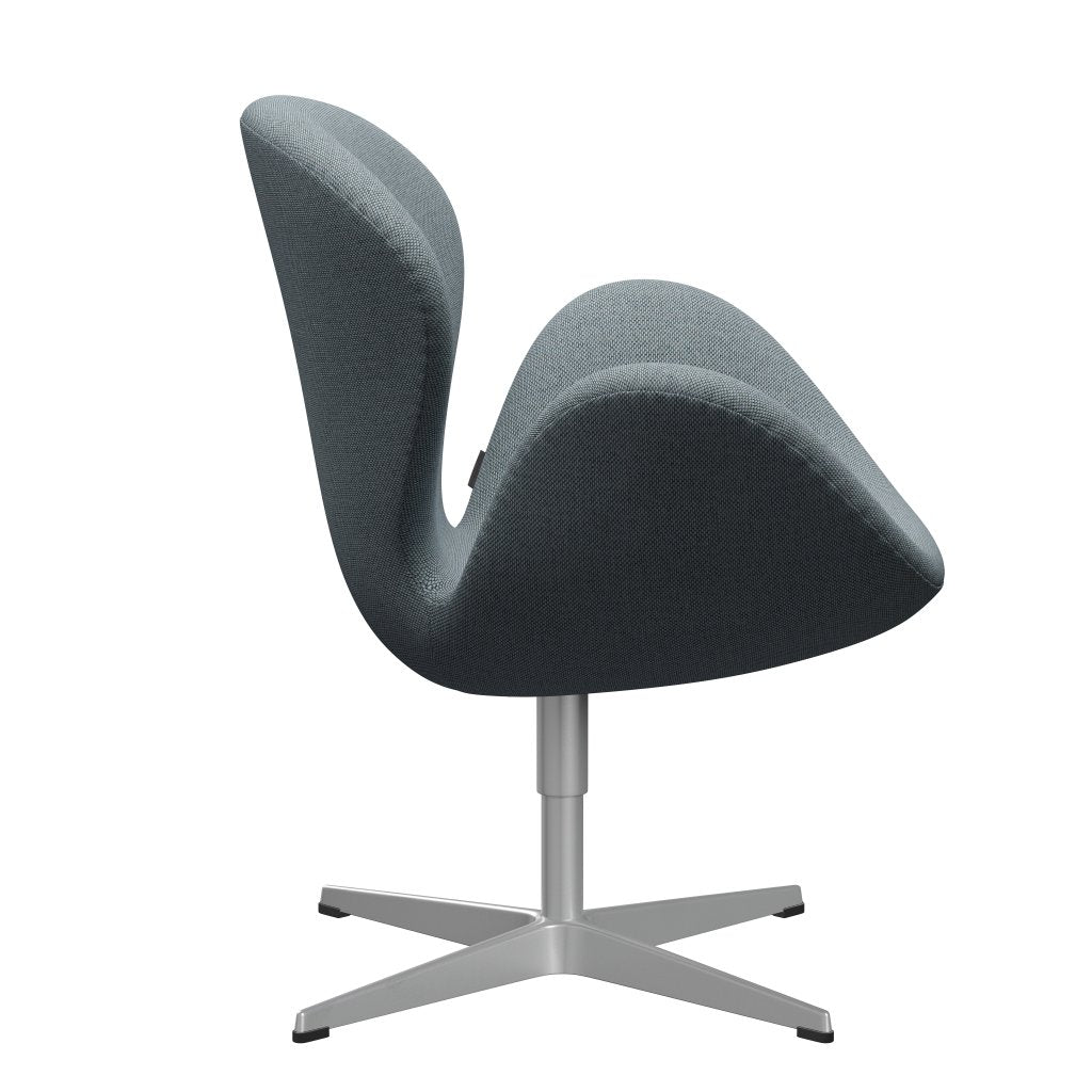 Fritz Hansen Swan Lounge stol, sølvgrå/re uld lyseblå/naturlig