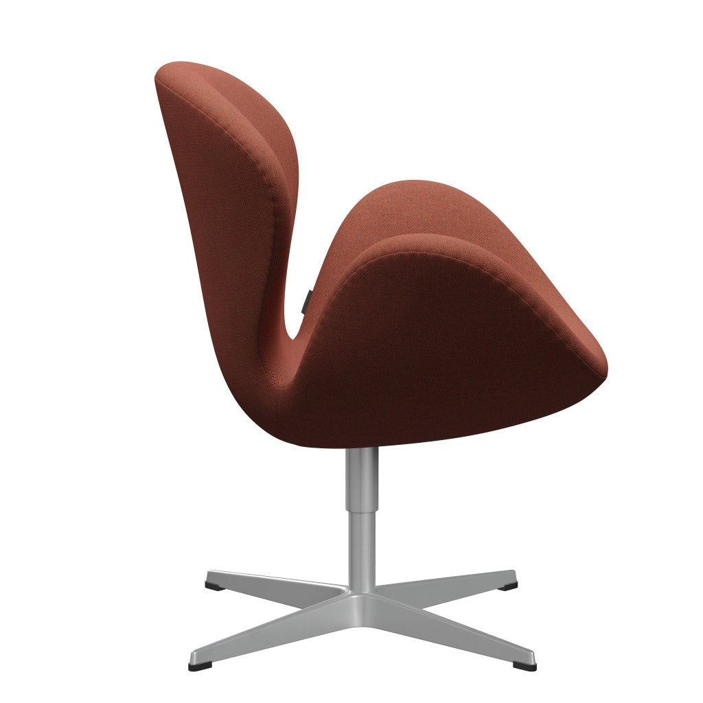 Fritz Hansen Swan Lounge Chair, Silver Grey/Re Wool Coral Red/Natural