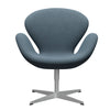 Fritz Hansen Swan Lounge stol, sølvgrå/re uld naturlig/lyseblå