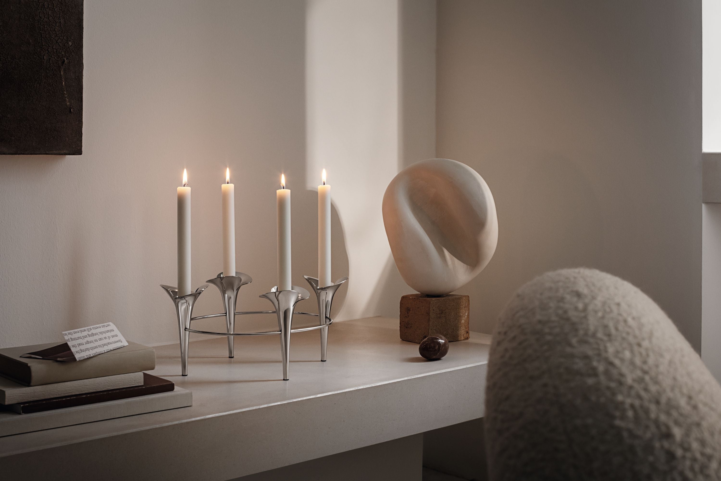 Georg Jensen Bloom Botanica Taper Candleholder 4 Candles, Stainless Steel
