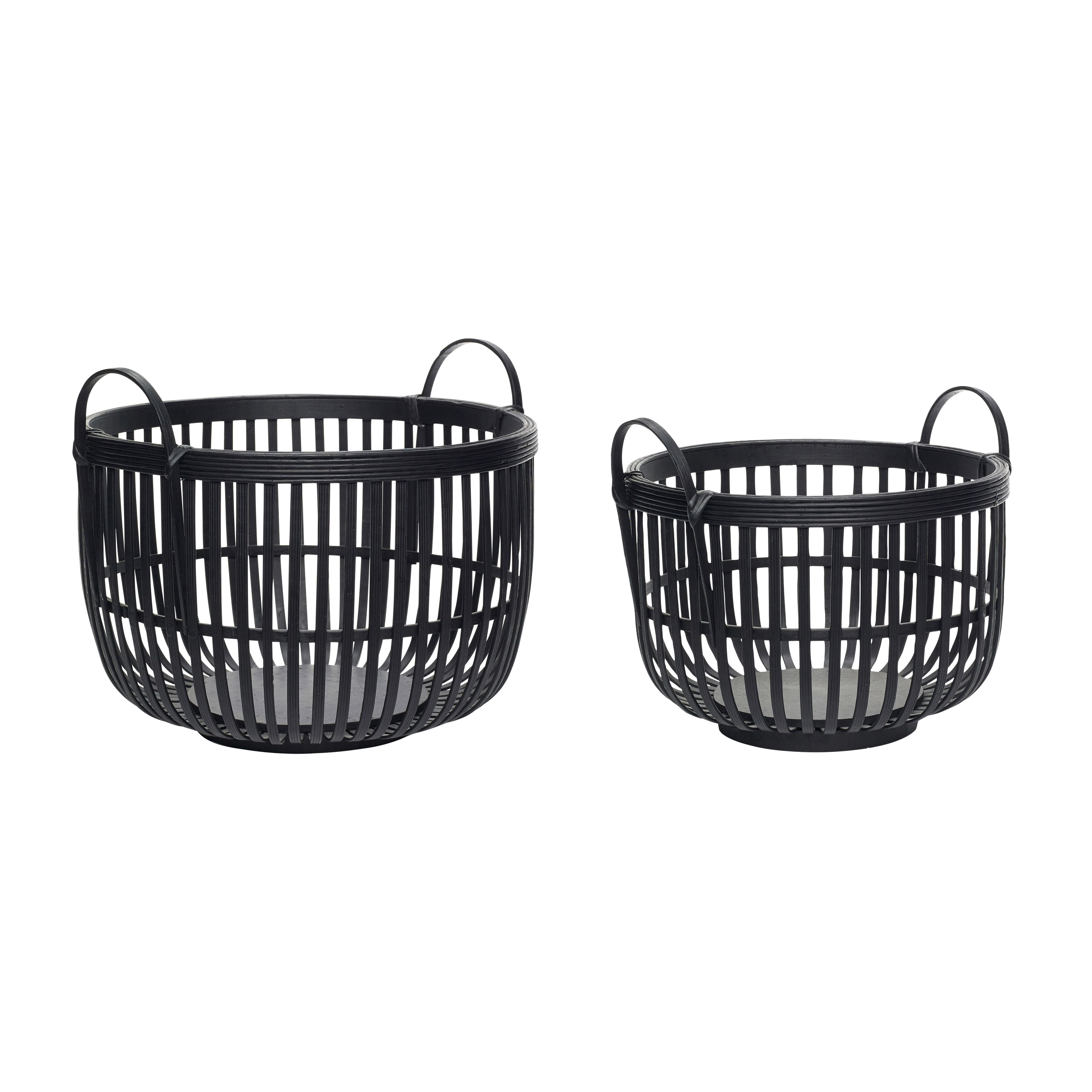 Hübsch Alchemie mand rattan zwarte set van 2