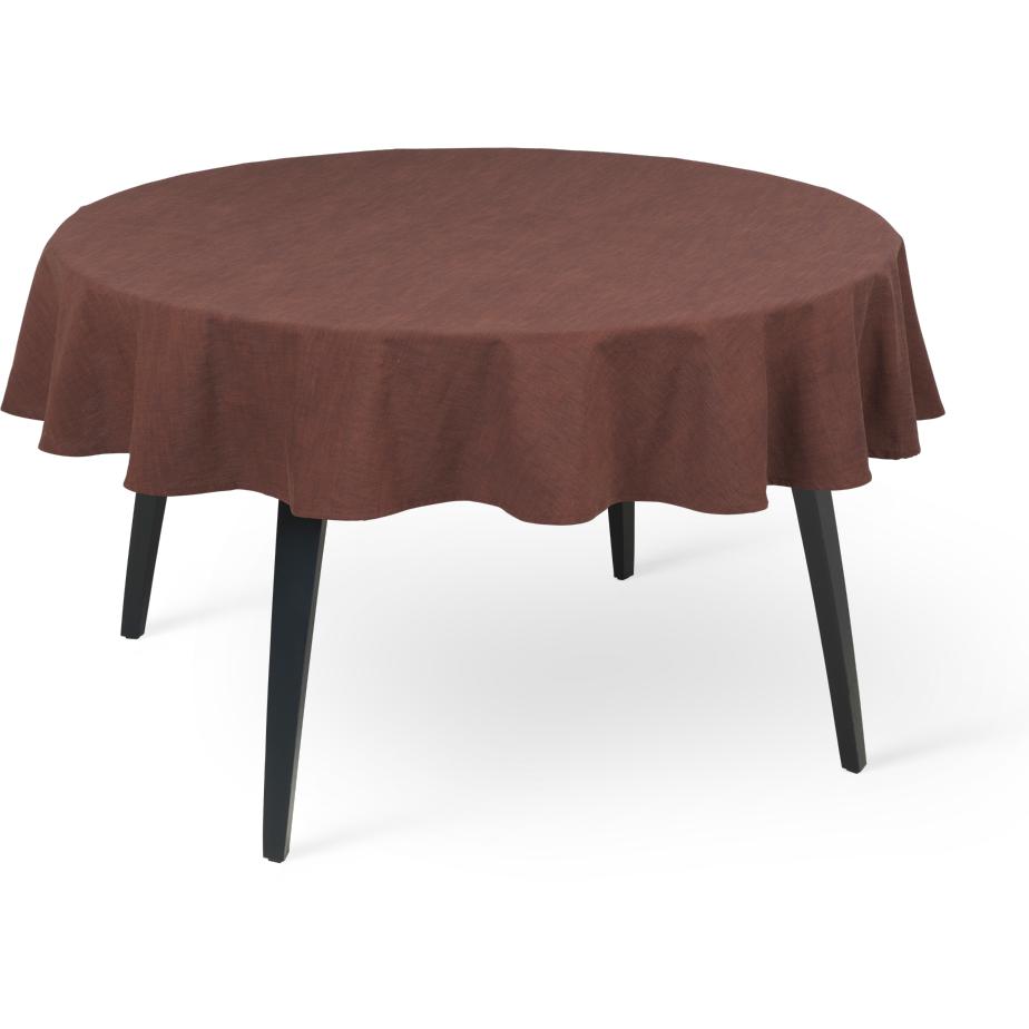 Juna Basic Cotton Tablecloth Round Chocolate, ø170 Cm