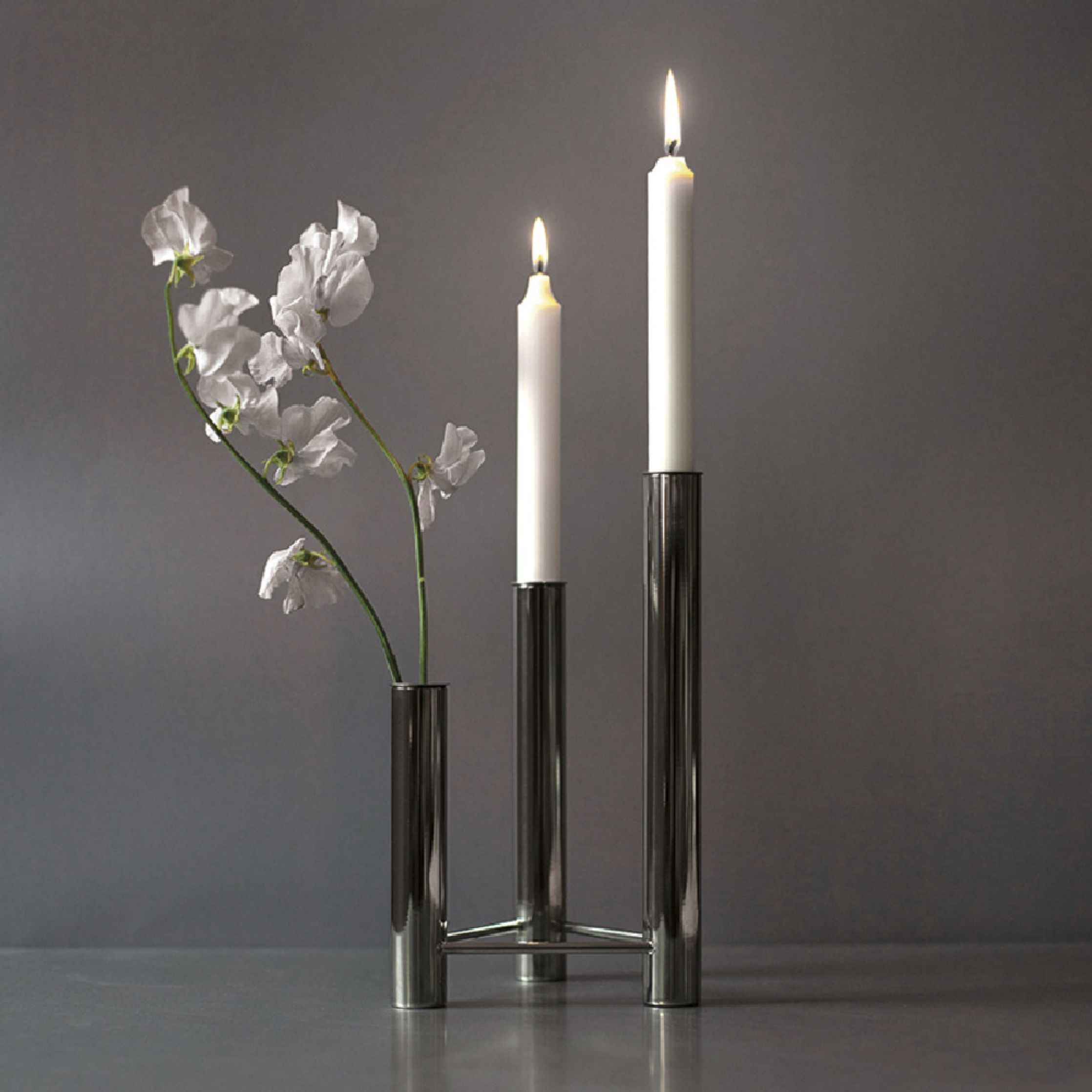 Kay Bojesen Vista Vase And Candlestick, Polished Steel