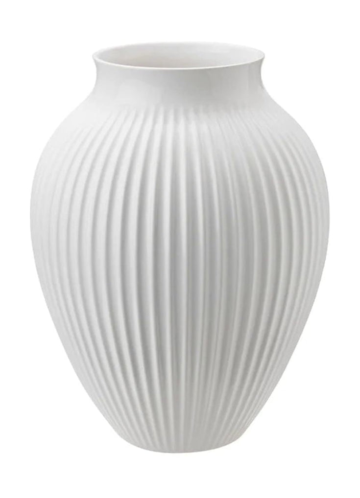 Knabstrup Keramik Vase With Grooves H 27 Cm, White