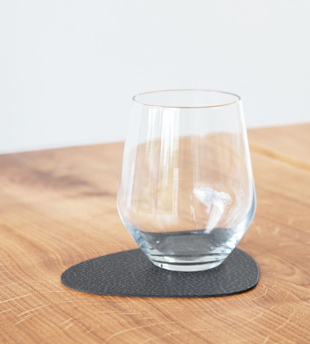 Lind Dna Curve Glass Coaster Hippo Leather, Black Anthracite