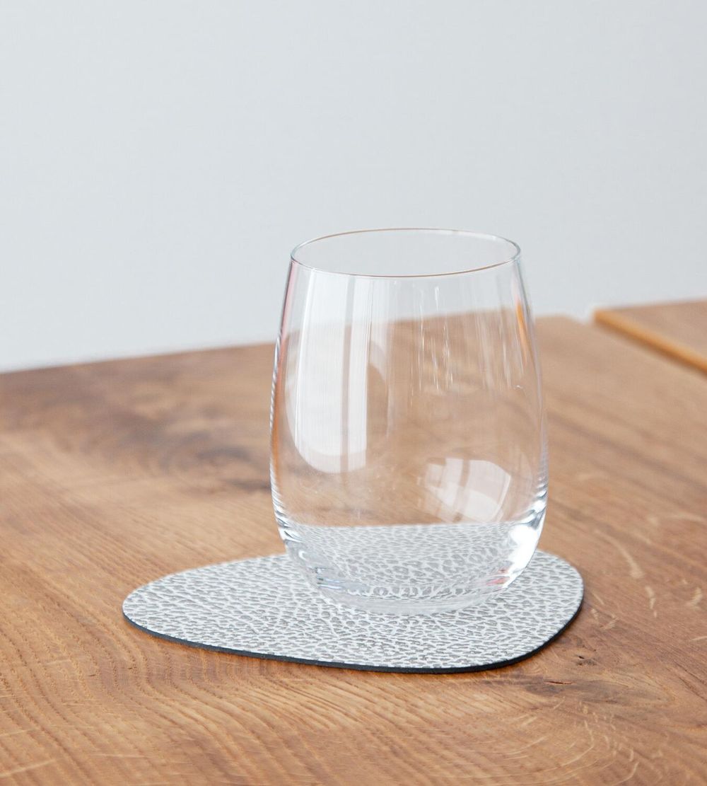 Lind Dna Curve Glass Coaster Hippo Leather, White Grey