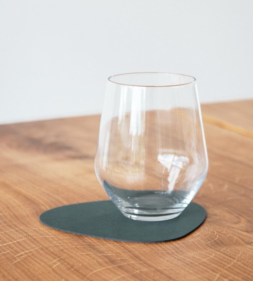 Lind Dna Curve Glass Coaster Nupo Leather, Dark Green