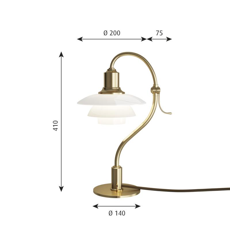Louis Poulsen PH 2/2 Stolní lampa otazník, mosaz/opálové sklo lesklé