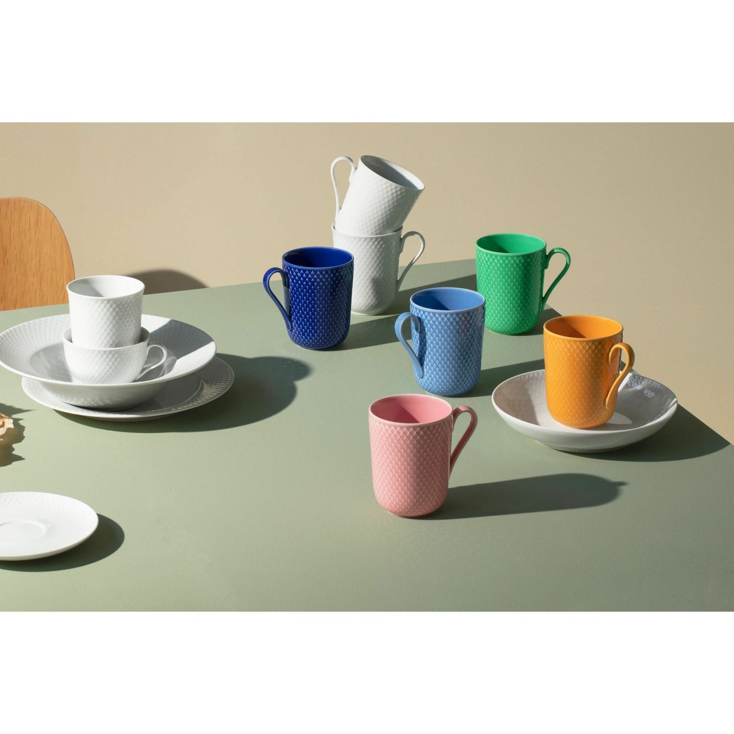 Lyngby Porcelæn Rhombe Color Mug With Handle, Green