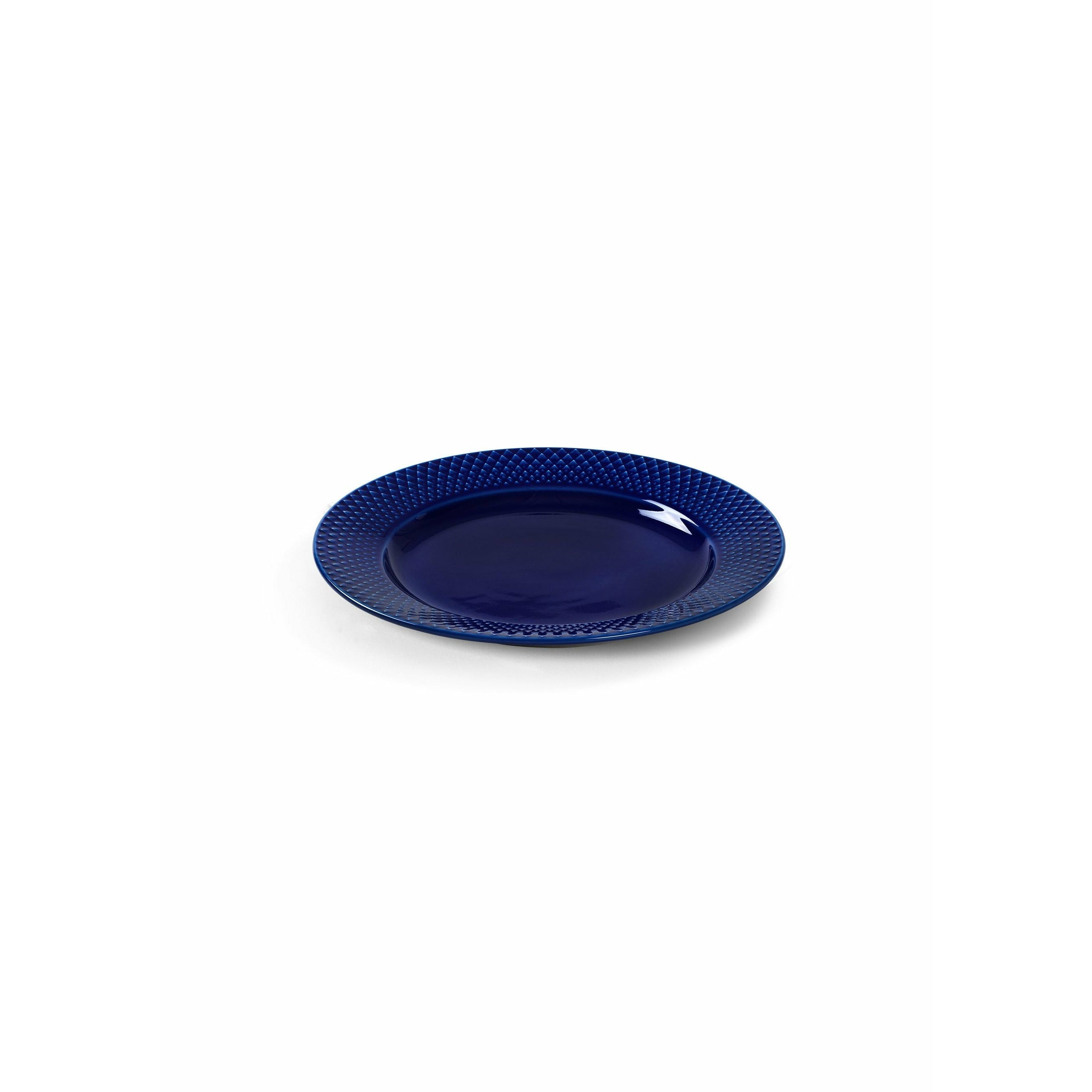 Lyngby Porcelæn Rhombe Color Flat Plate ø23 Cm, Dark Blue
