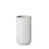 Lyngby Vase blanc avec jante doré, 25 cm