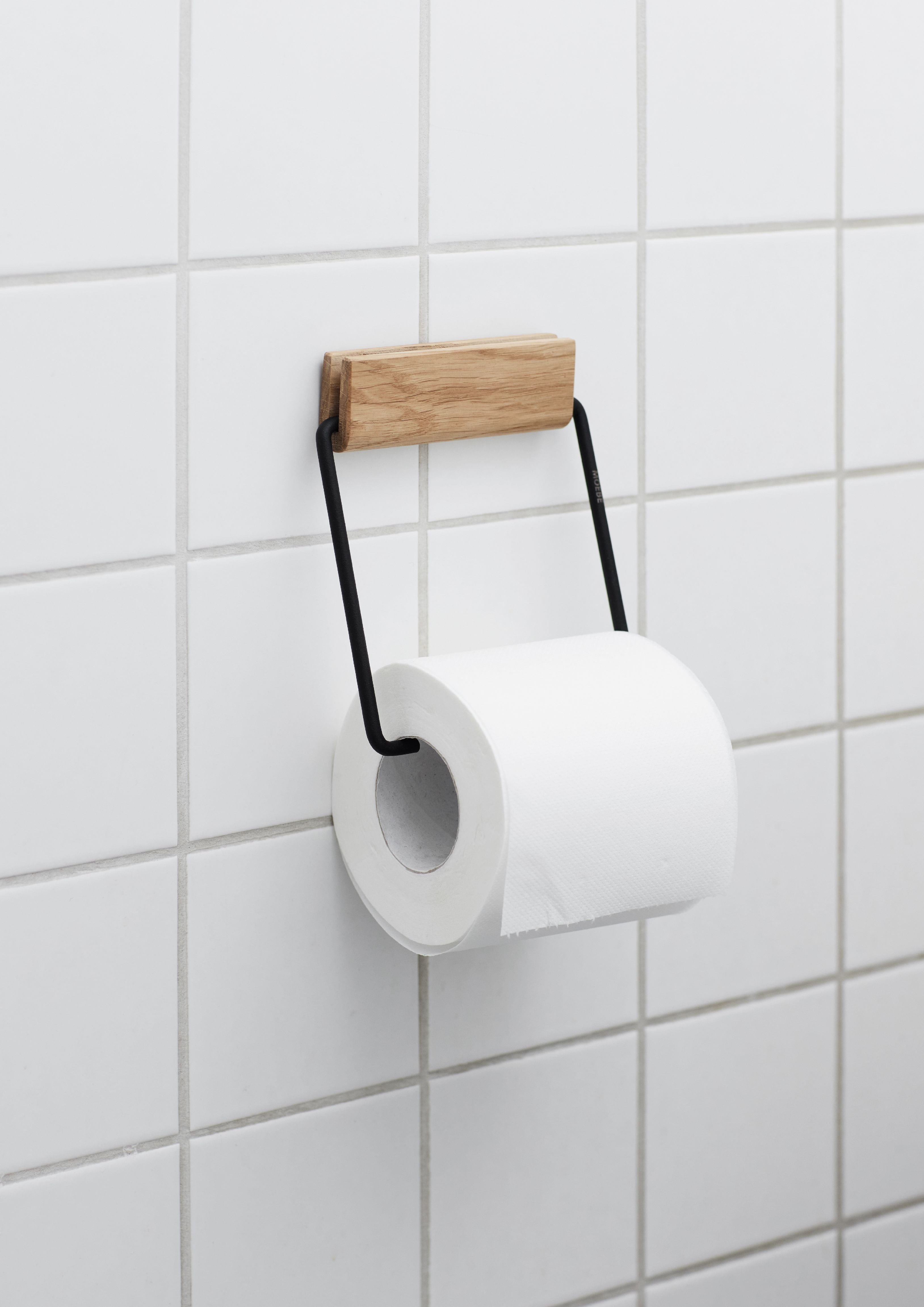 Moebe Toilet Paper Holder, Oak/Black