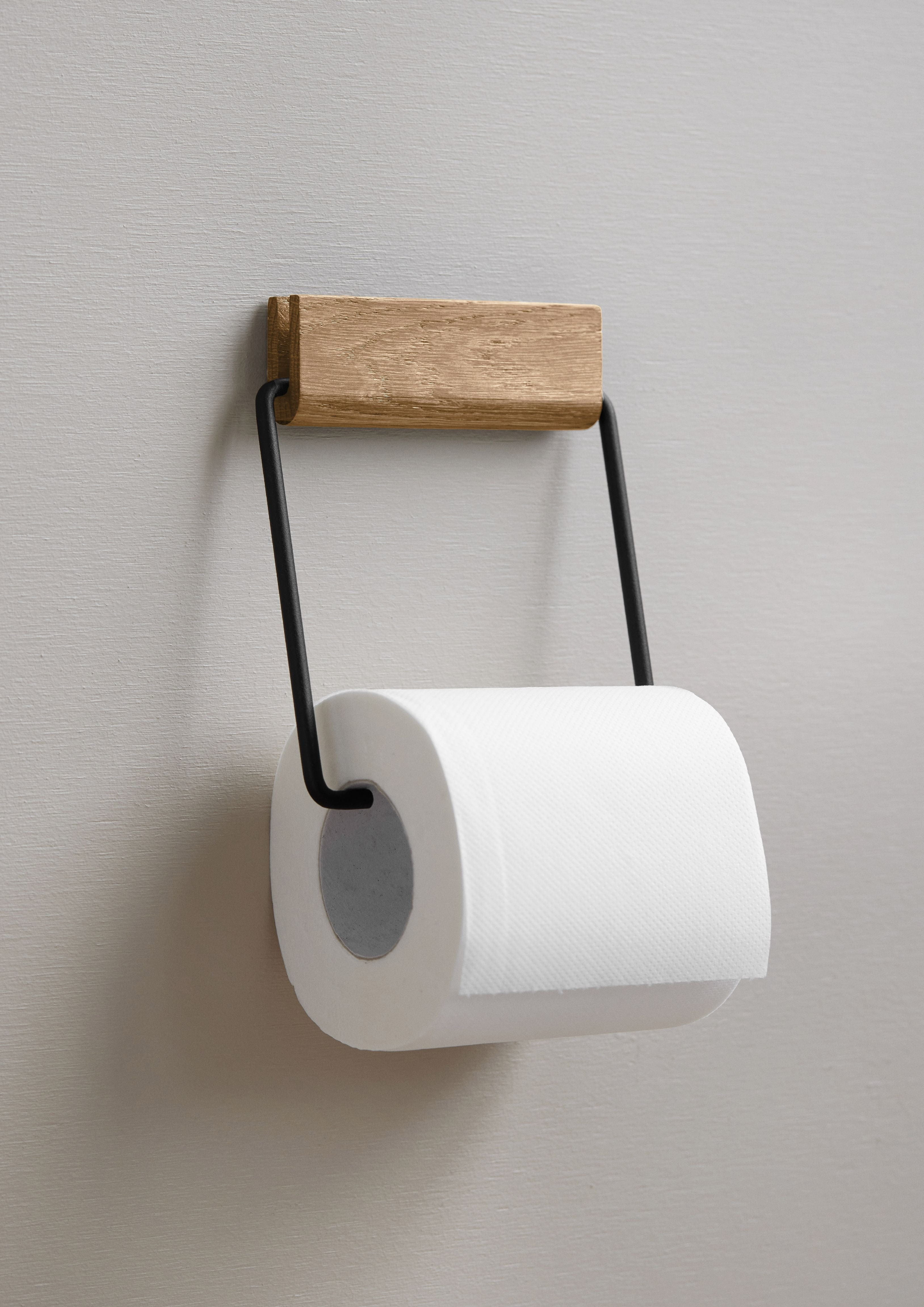 Moebe Toilet Paper Holder, Oak/Black