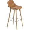 Muuto Fiber Bar Chair With Backrest Wooden Legs, Fiber/Leather Seat, Brown Cognac Leather
