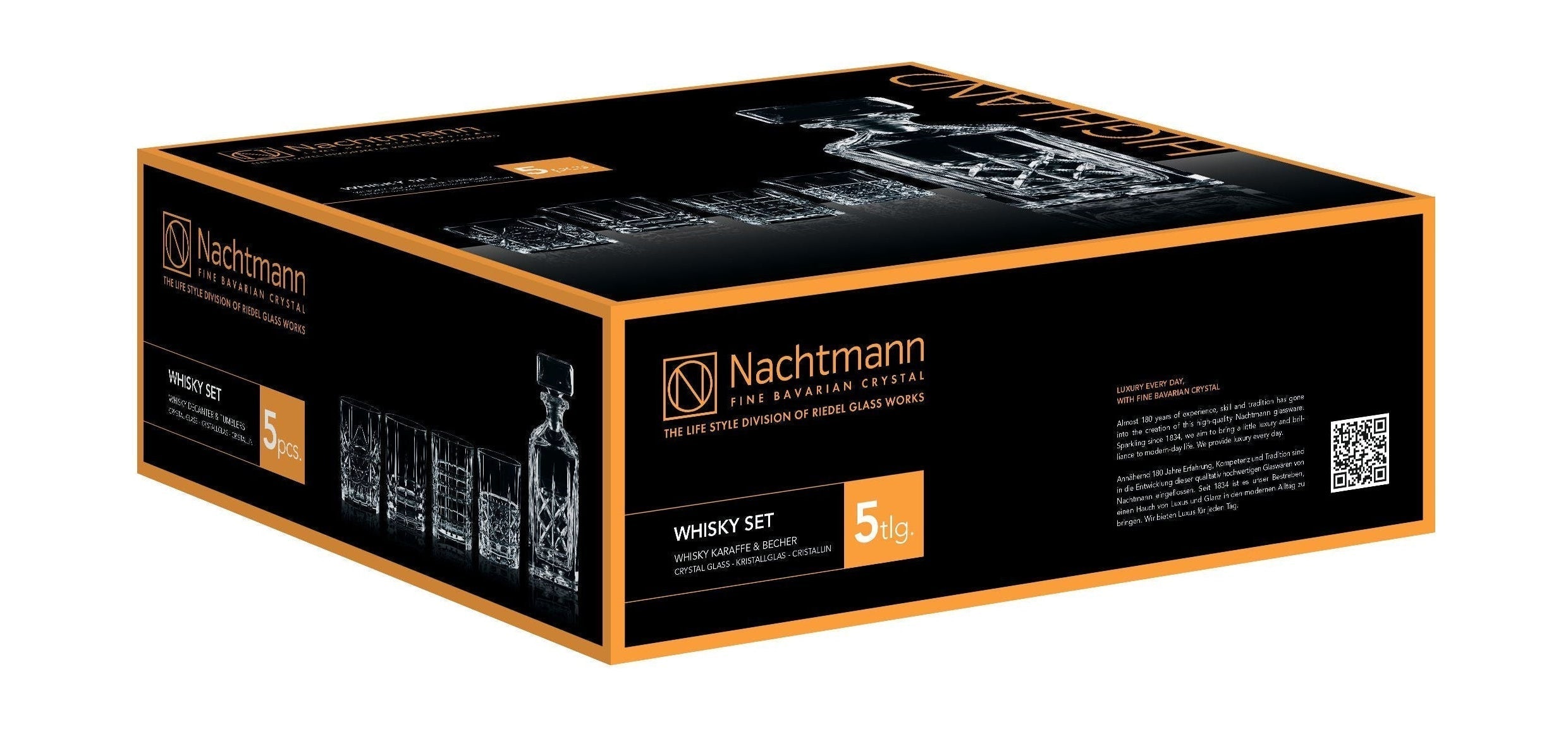 Nachtmann Highland Whisky Sæt, 1 Carafe + 4 Glasses