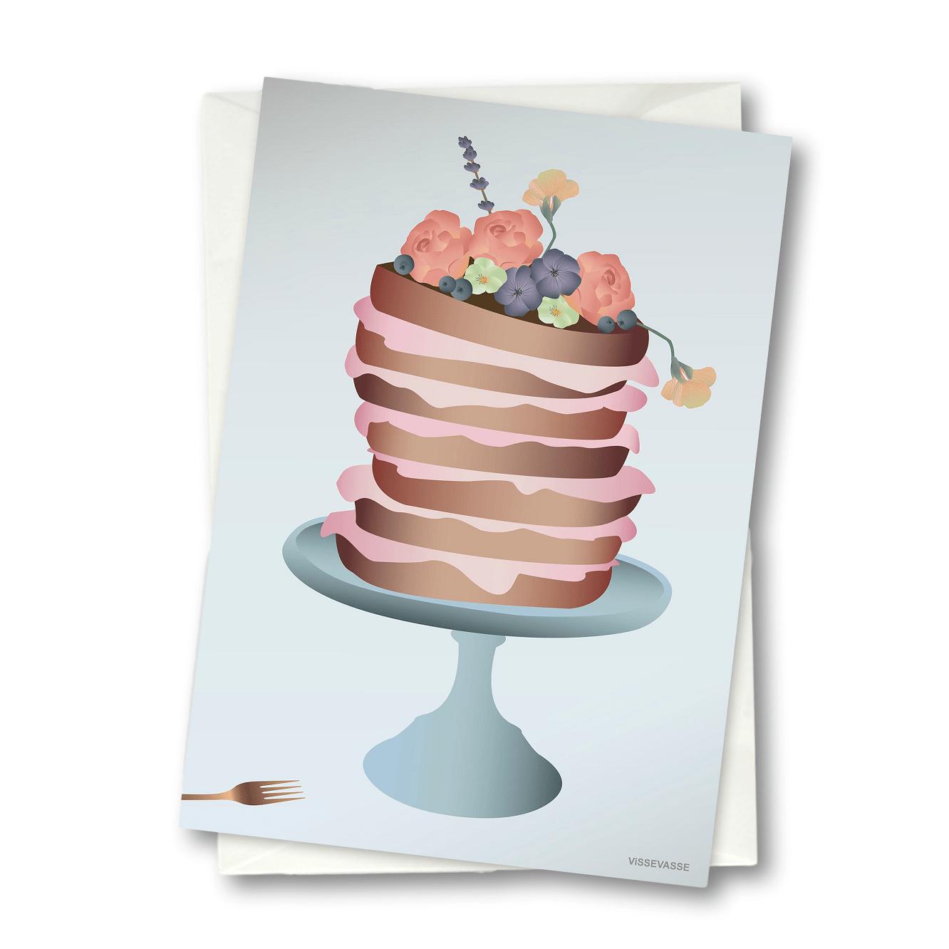 Vissevasse Blumengeschmückter Kuchen Grußkarte, 10.5X15 Cm-Vissevasse-Vissevasse-5713138606703-F-2016-067-XS-VIS-inwohn