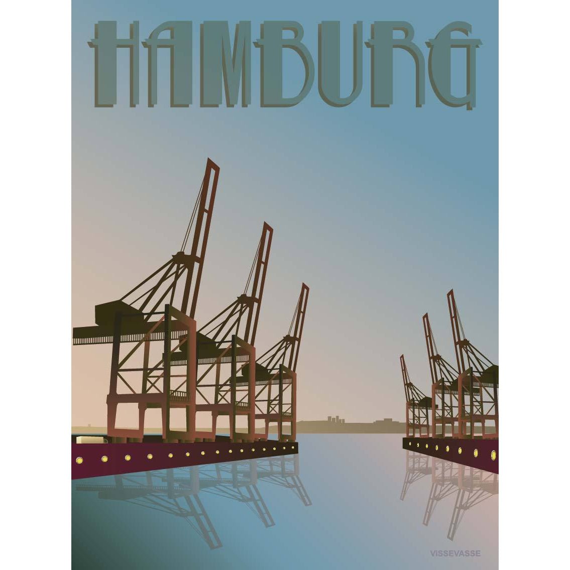 Vissevasse Hamburg Cranes Poster, 15 X21 Cm