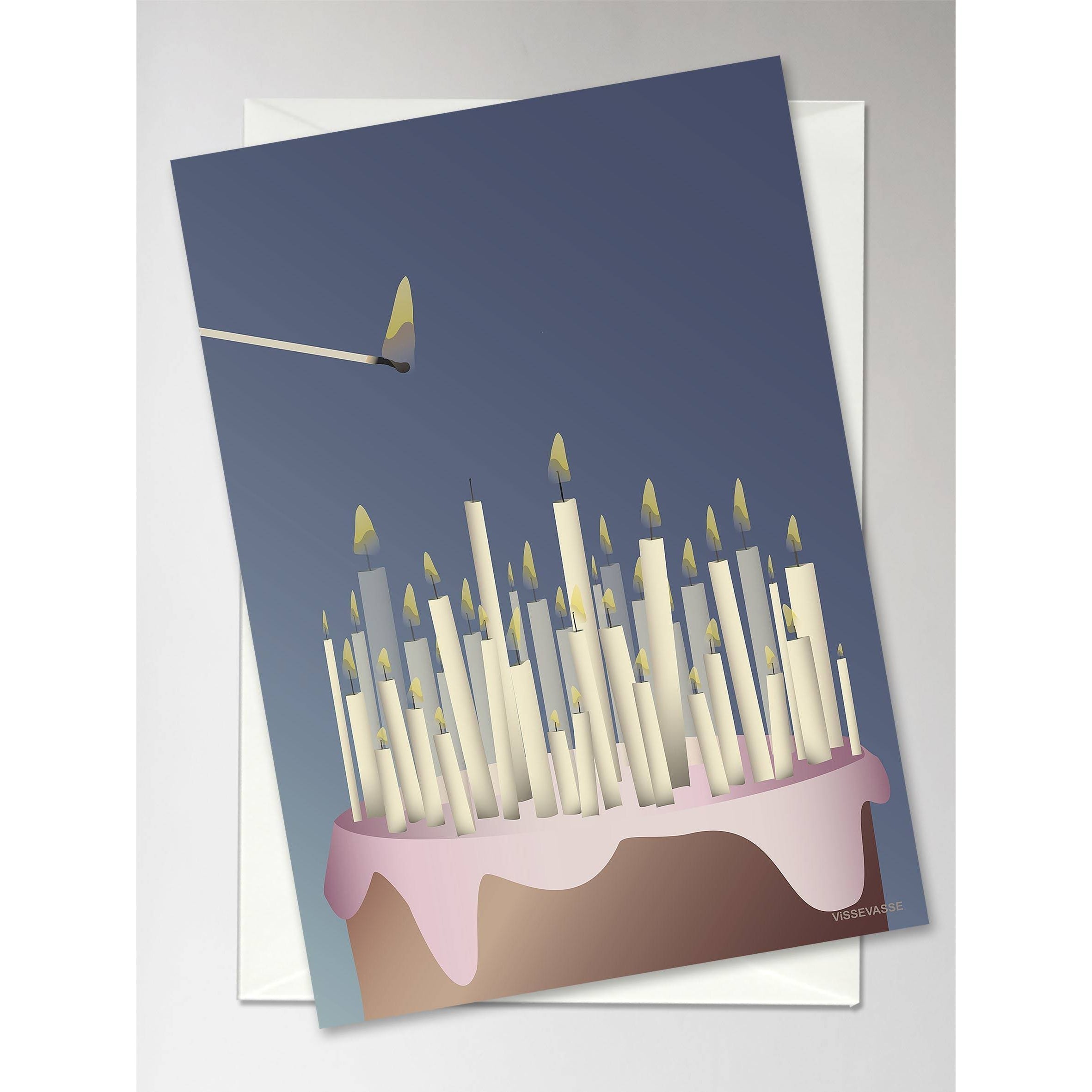 Vissevasse Cake With Candles Greeting Card, 10.5 X15 Cm