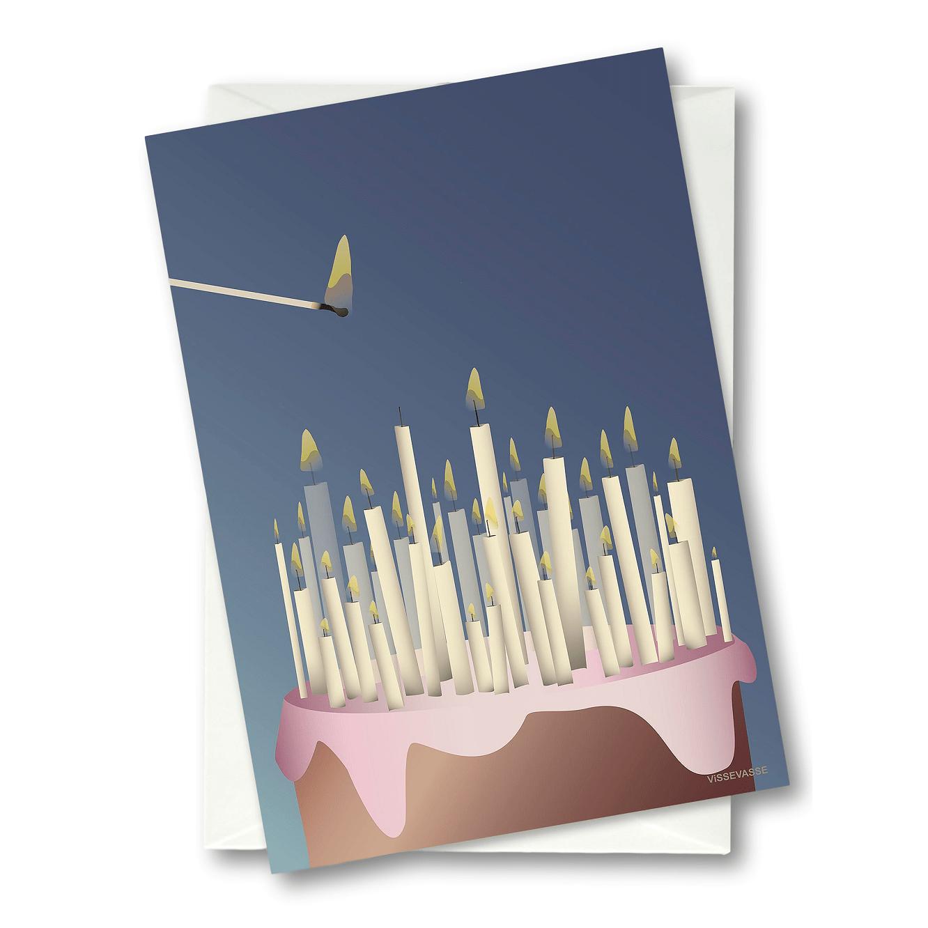 Vissevasse Cake With Candles Greeting Card, 10.5 X15 Cm