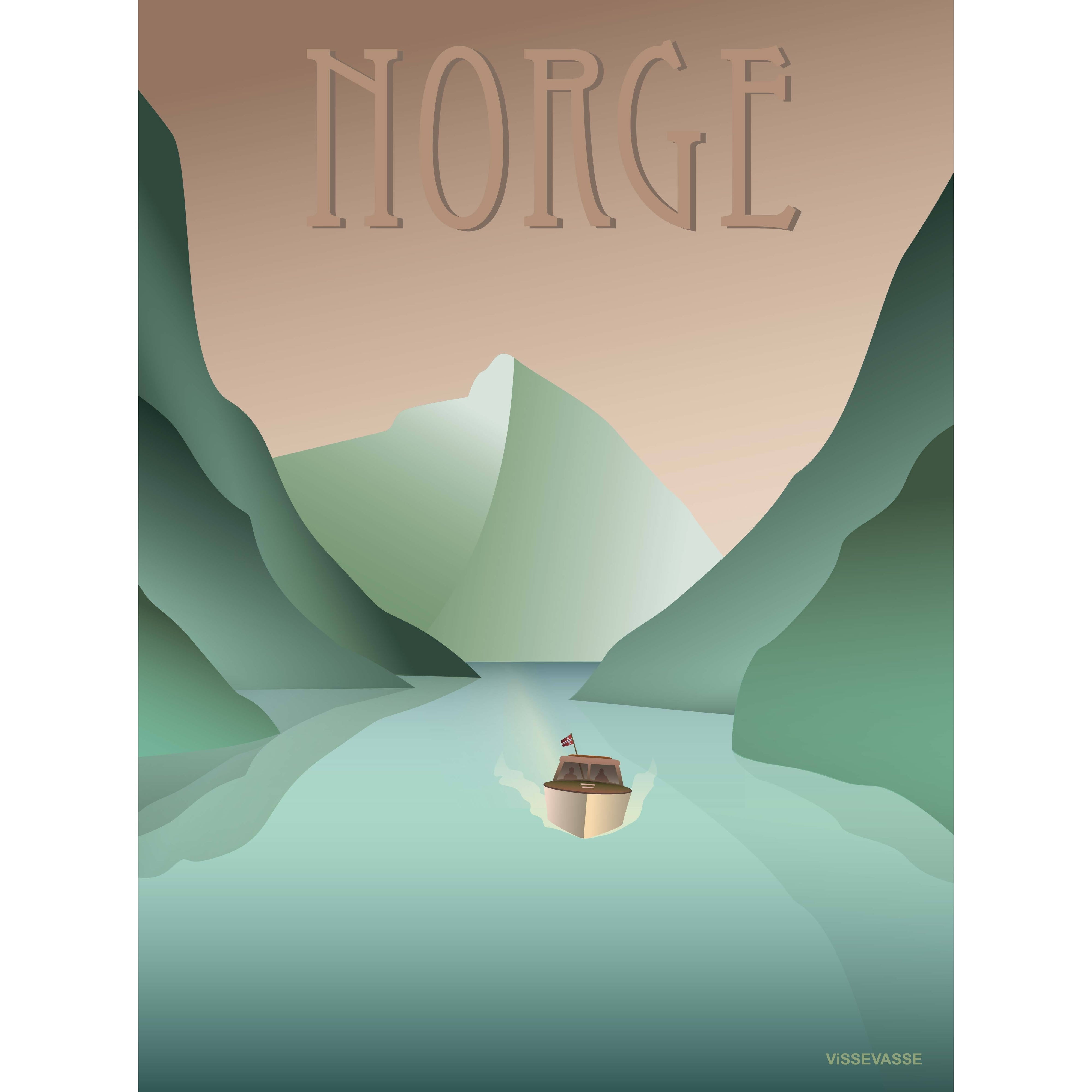 Vissevasse Norway Fjord Poster, 15 X21 Cm