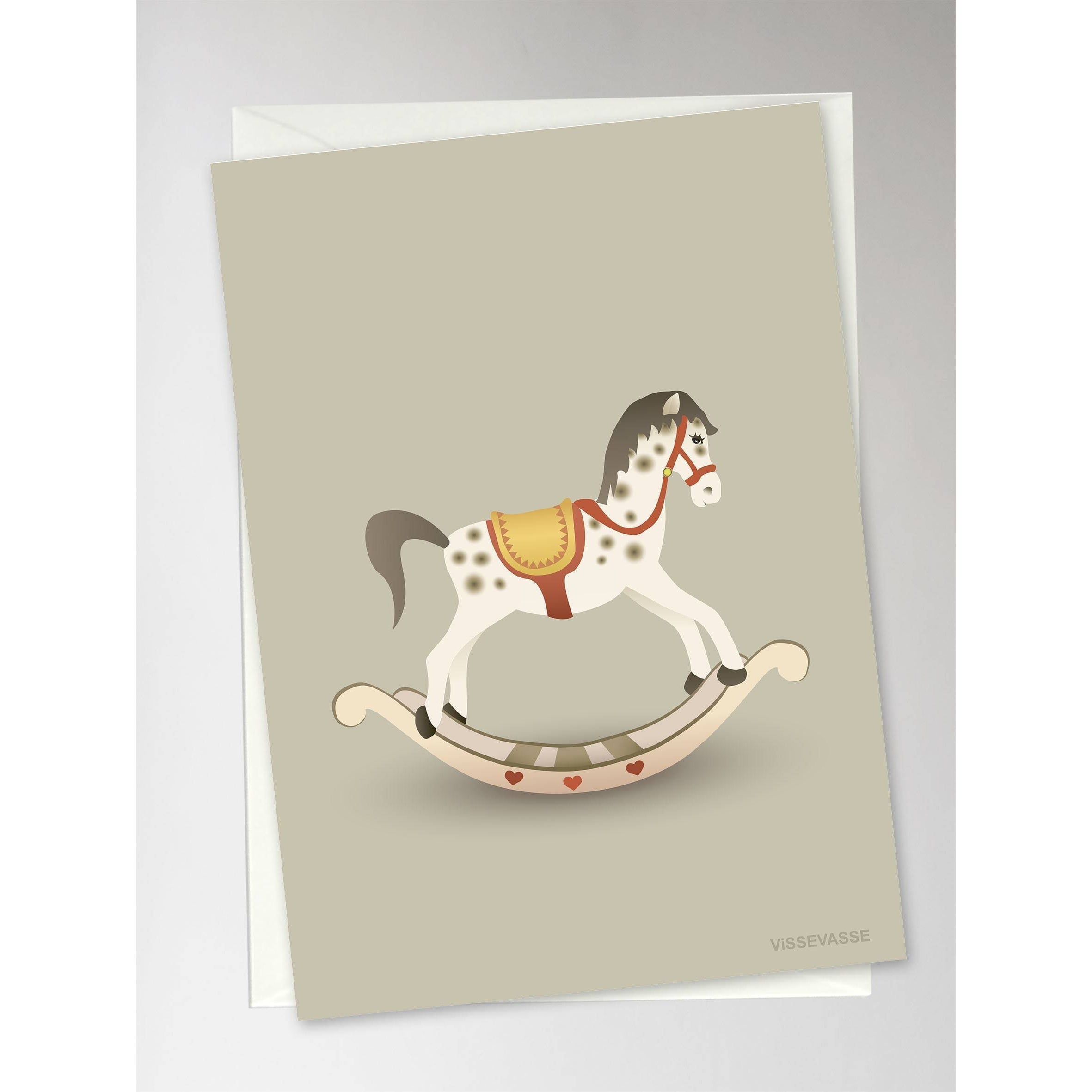 Vissevasse Rocking Horse Greeting Card, Brown, 10,5x15cm
